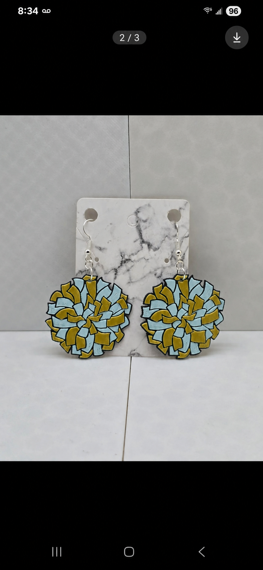 Pom-pom cheer team earrings in yellow — real product photo